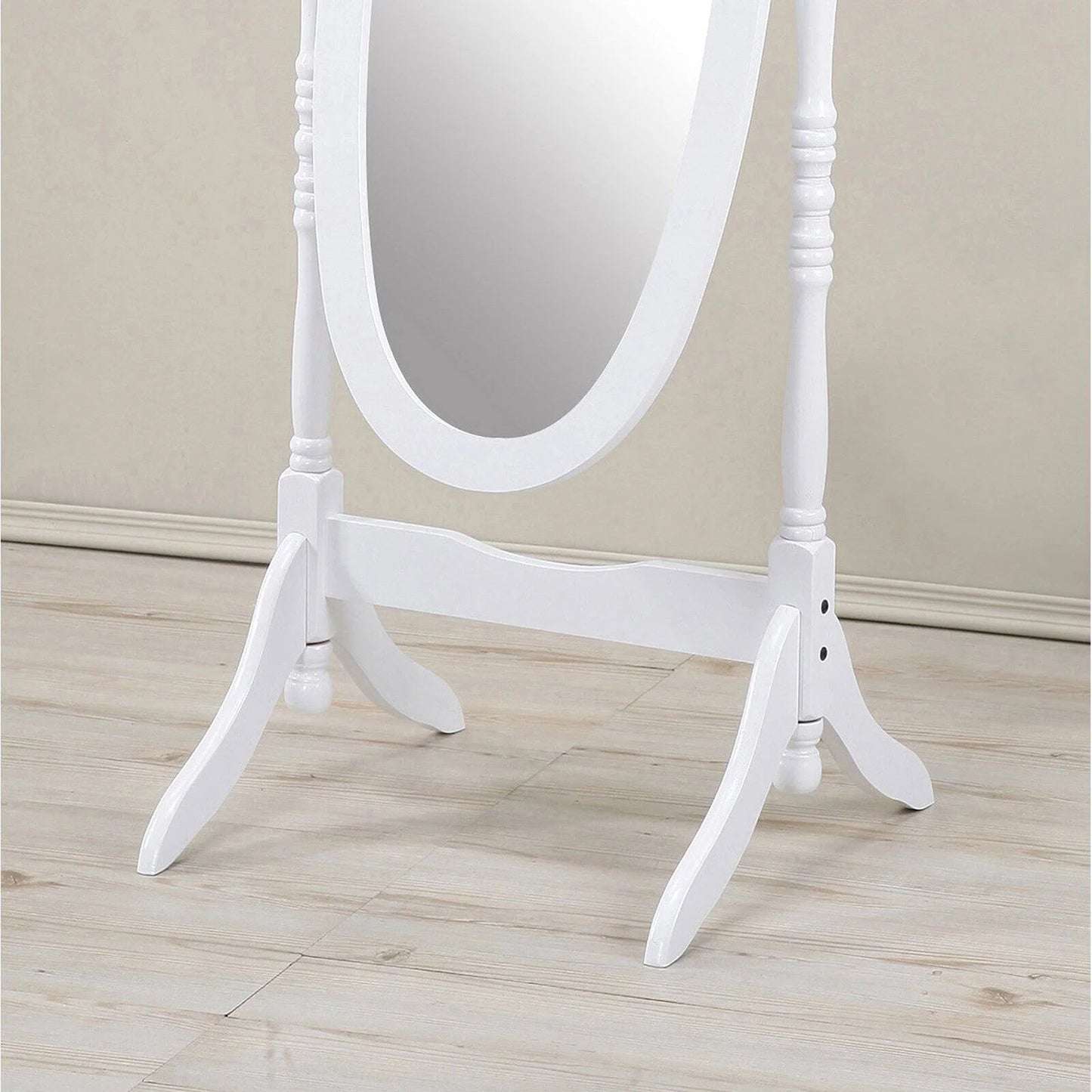 Audi Traditional Queen Anna Style Black Wood Floor Cheval Mirror