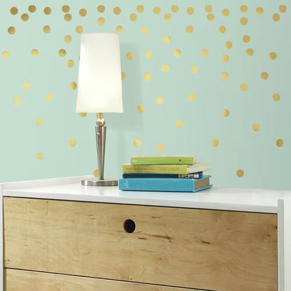 5 In. W X 11.5 In. H Gold Confetti Dots 90-Piece Peel and Stick Wall Decal