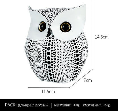 Owl Statue Decor Small Crafted Figurines for Home Decor Accents, Living Room Bedroom Office Decoration, Book Shelf TV Stand Decor - Animal Sculptures Collection (White)