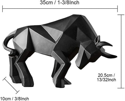 Polyresin Bull Figurine Home Decor, Abstract Sculptures, Originality Home Decoration Furnishing Animal Ornament, Geometric Surface Statues Home Decor Ornament