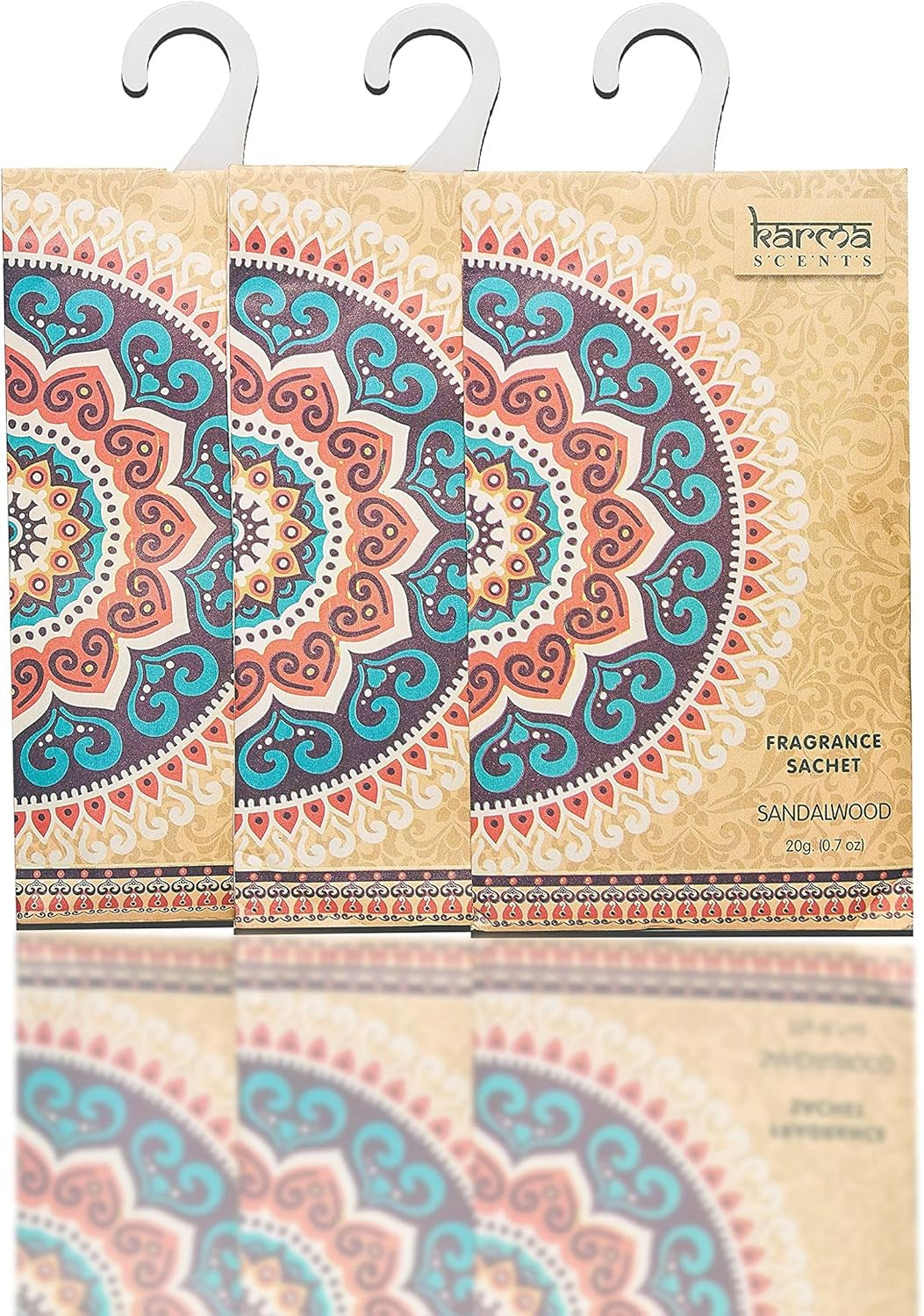 Karma Scents Premium Sandalwood Scented Sachets - Fresh Fragrance for Drawers, Closets, and Vehicles, Set of 12 Bags