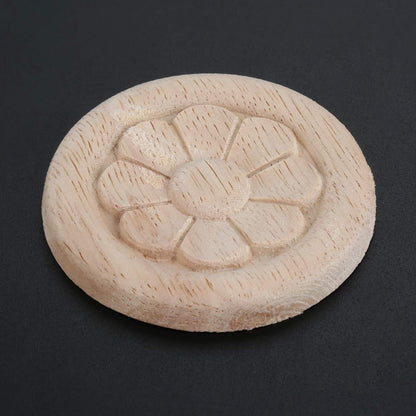 10-Pack Wood Carved Central Onlay Flower round Applique Decals for Cabinet Door Cupboard Furniture Decoration(4Cm/1.57")