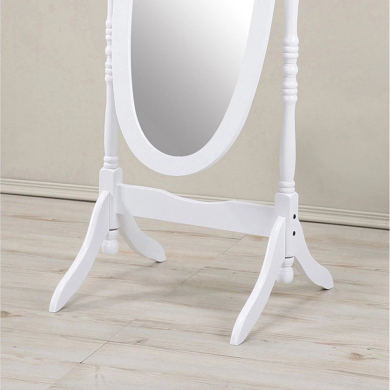 Audi Traditional Queen Anna Style Black Wood Floor Cheval Mirror