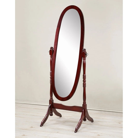 Traditional Queen Anna Style Wood Floor Cheval Mirror, Cherry Finish