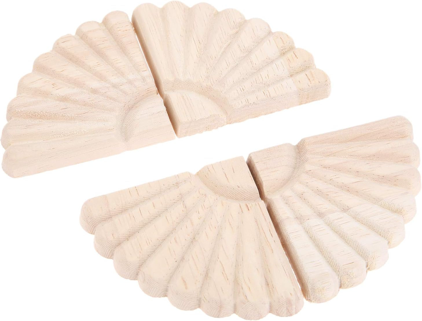 Disc Wood Carved Corner Appliques, 4Pcs Unpainted Wooden Carving Onlays Decals Set for Wall Ceilings Cabinet Cupboard Dresser Mirror Photo Frame Table Mantel TV Stand Decor, 6X6Cm/2.36"X2.36"