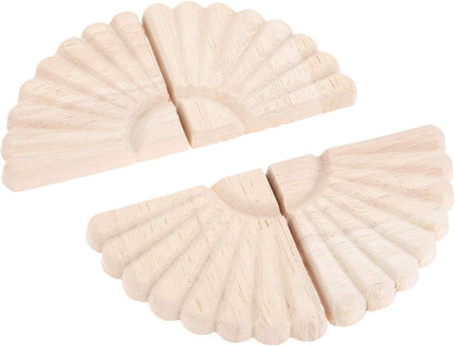 Disc Wood Carved Corner Appliques, 4Pcs Unpainted Wooden Carving Onlays Decals Set for Wall Ceilings Cabinet Cupboard Dresser Mirror Photo Frame Table Mantel TV Stand Decor, 6X6Cm/2.36"X2.36"