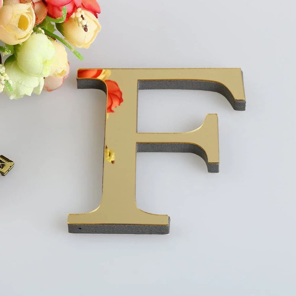 Alphabet Wall Stickers, Home Wall Decor 26 Letters DIY 3D Signs Acrylic Mirror Wall Stickers Wall Decorations for Living Room Bedroom Home Decor Wall Decals