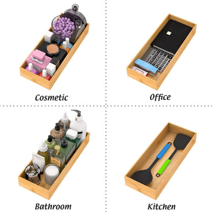 Bamboo Bathroom Vanity Tray Organizer - Rectangular Small Wood Storage Solution for Countertops and Drawers, Ideal for Toilet Paper and Guest Sink Decor, 15" x 6" x 2.5