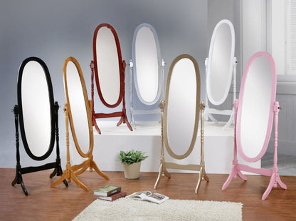 Audi Traditional Queen Anna Style Wood Floor Cheval Mirror, Silver Finish