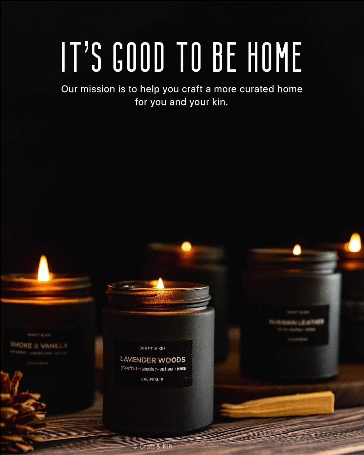 Premium Smoke and Vanilla Candle - Black Scented Candle for Men - Long-Lasting 45 Hour Burn Time, 7.6 Oz - Soy-Based Aromatherapy Candle - Ideal Gift for Men