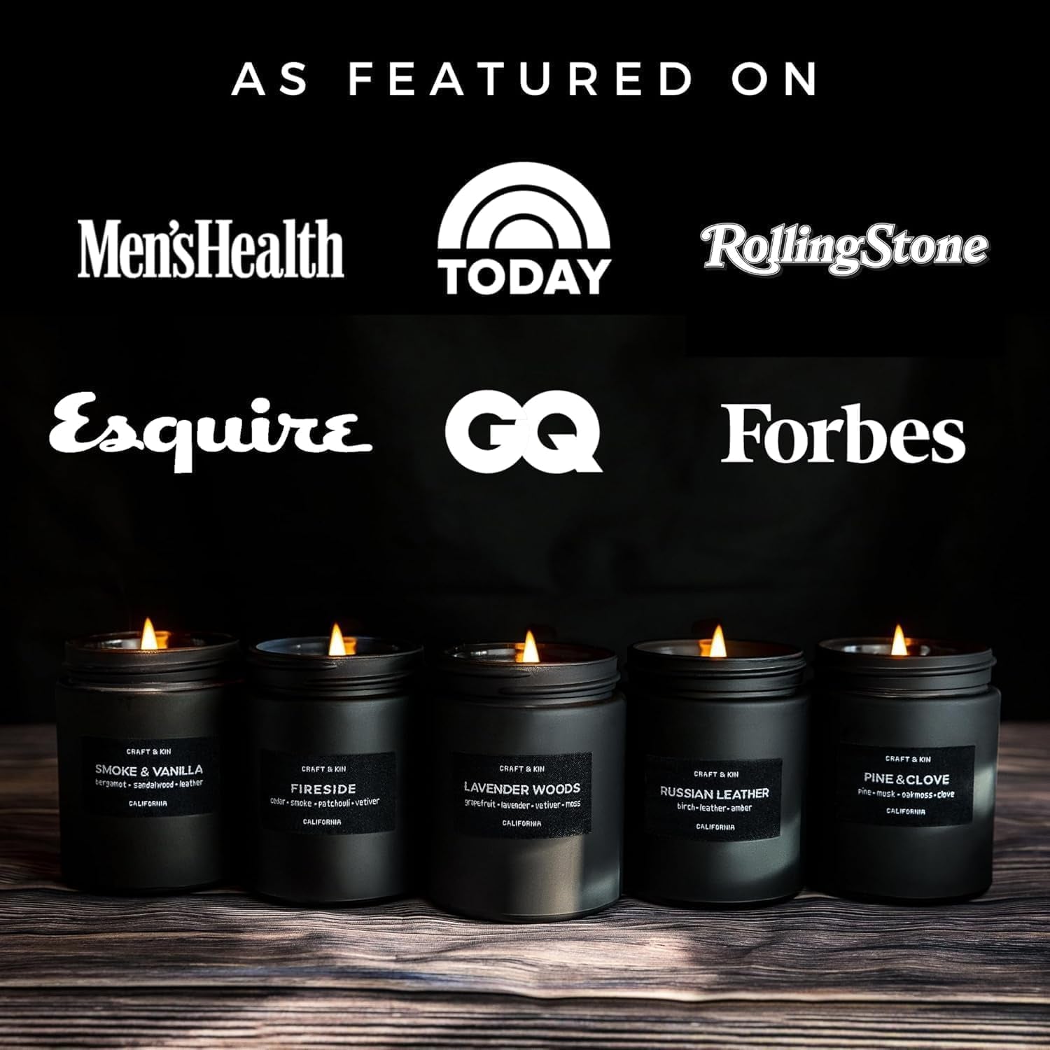 Premium Smoke and Vanilla Candle - Black Scented Candle for Men - Long-Lasting 45 Hour Burn Time, 7.6 Oz - Soy-Based Aromatherapy Candle - Ideal Gift for Men