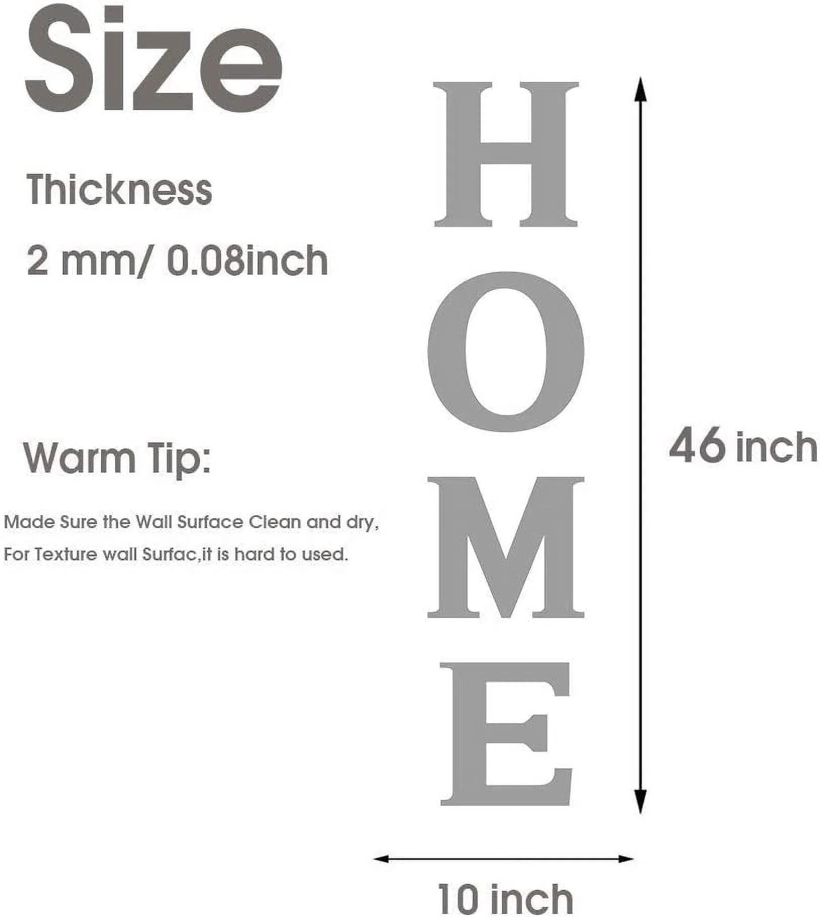 Home Sign Letters Decorative, Family Mirror Wall Decor for Living Room Bedroom Kitchen the Home Art Set of 4 Large 46X10 Inch