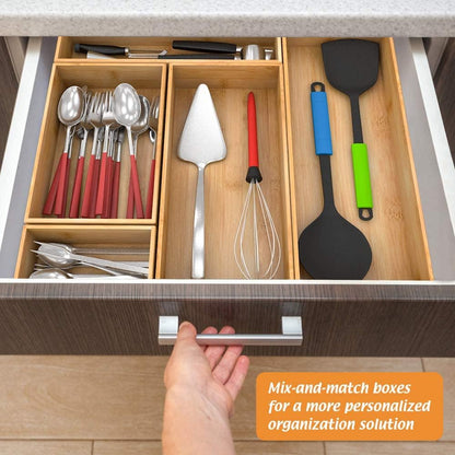 Bamboo Bathroom Vanity Tray Organizer - Rectangular Small Wood Storage Solution for Countertops and Drawers, Ideal for Toilet Paper and Guest Sink Decor, 15" x 6" x 2.5
